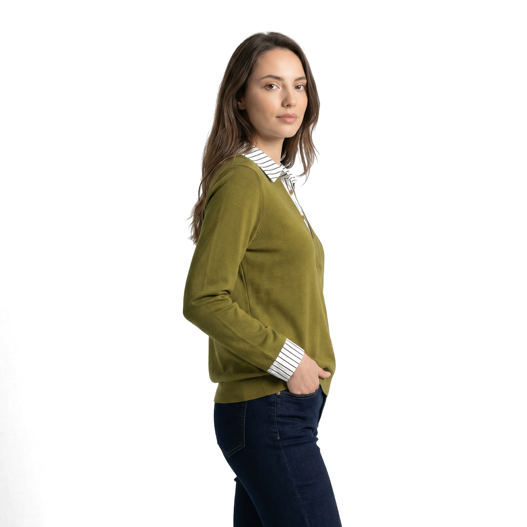 Khaki Avery Layered Viscose Shirt 4
