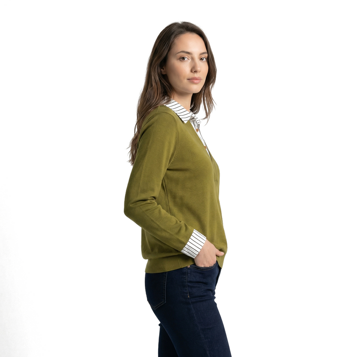 Khaki Avery Layered Viscose Shirt 4