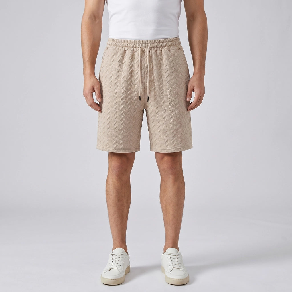 Khaki Bloom Jacquard Drawstring Shorts 2