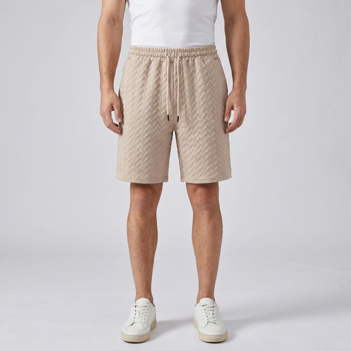 Khaki Bloom Jacquard Drawstring Shorts 2