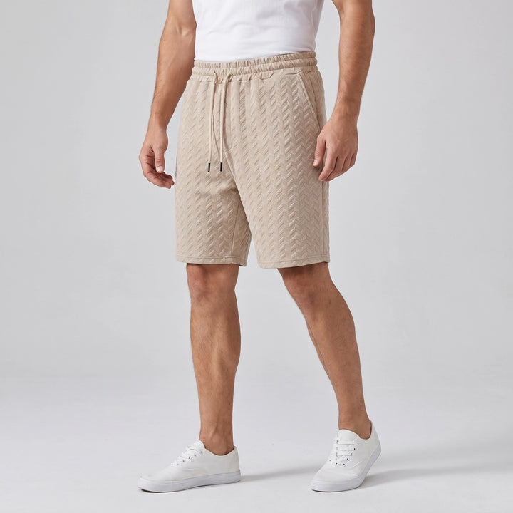 Khaki Bloom Jacquard Drawstring Shorts 3