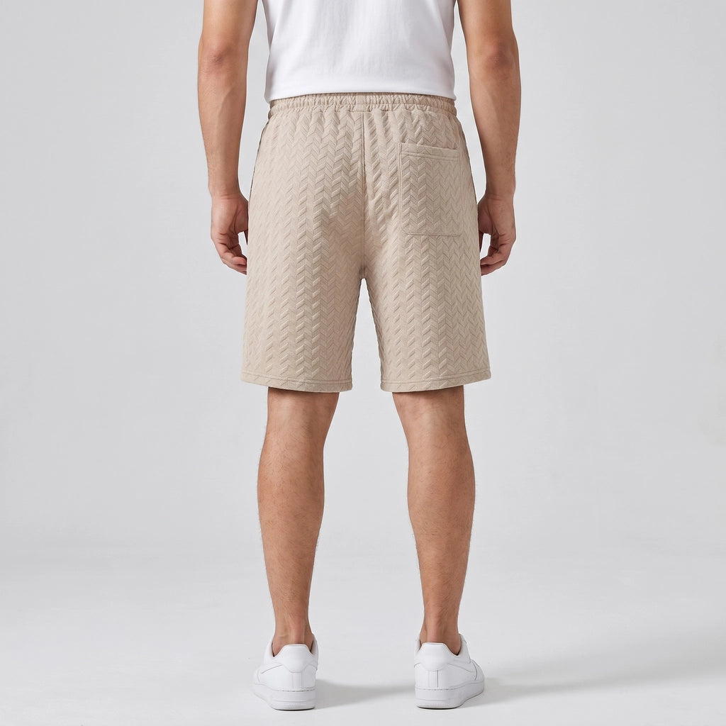 Khaki Bloom Jacquard Drawstring Shorts 4