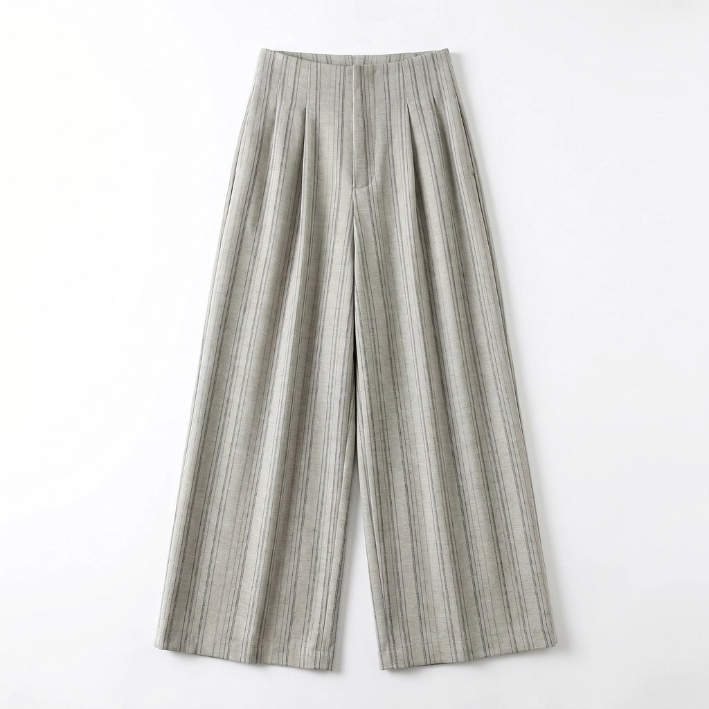Rhea Wide-Leg Trousers - Color:Khaki;Size:XS