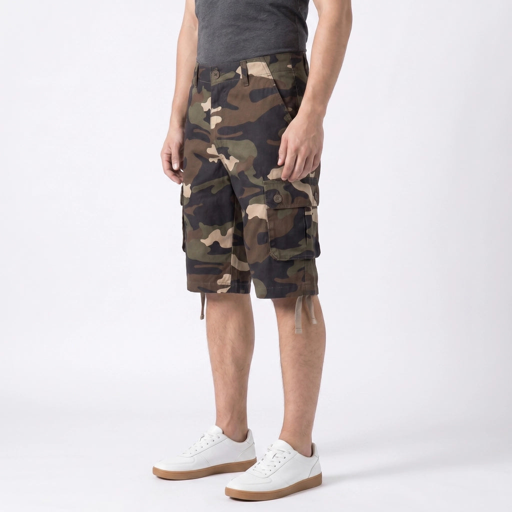 Khaki Camo Lipton Camo Cotton Cargo Shorts 3