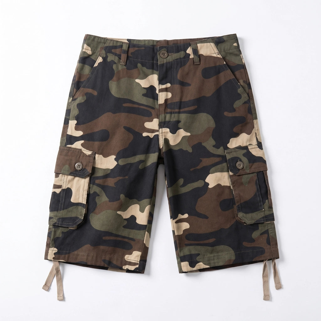 Stevie Camo Cargo Shorts - Color:Khaki Camo;Size:29