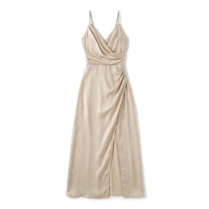 Khaki Elara V-Neck Slit Maxi 4
