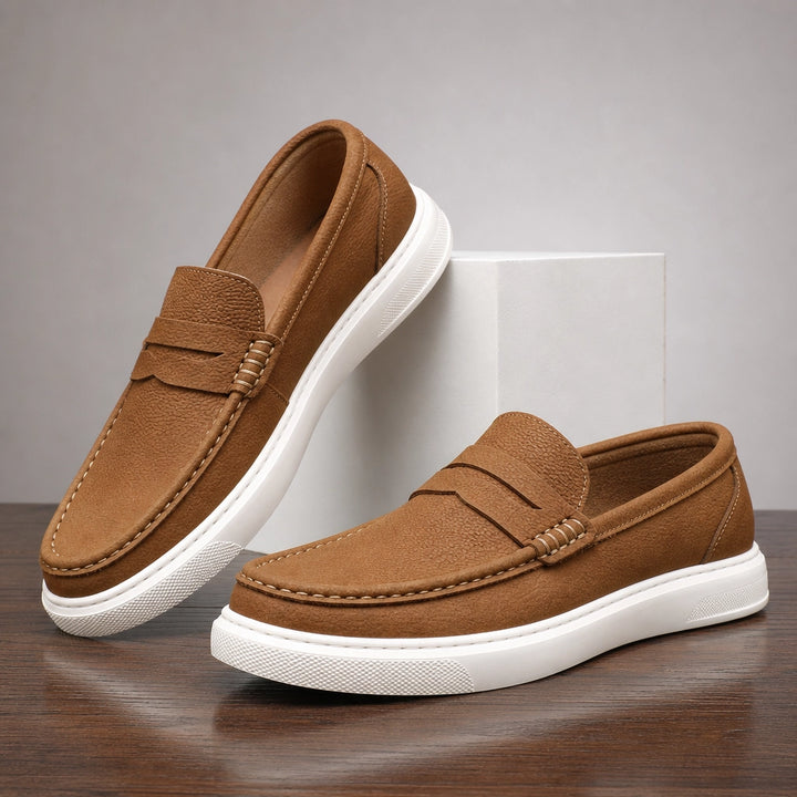 Flynn Suede Loafers - Color:Khaki;Size:38