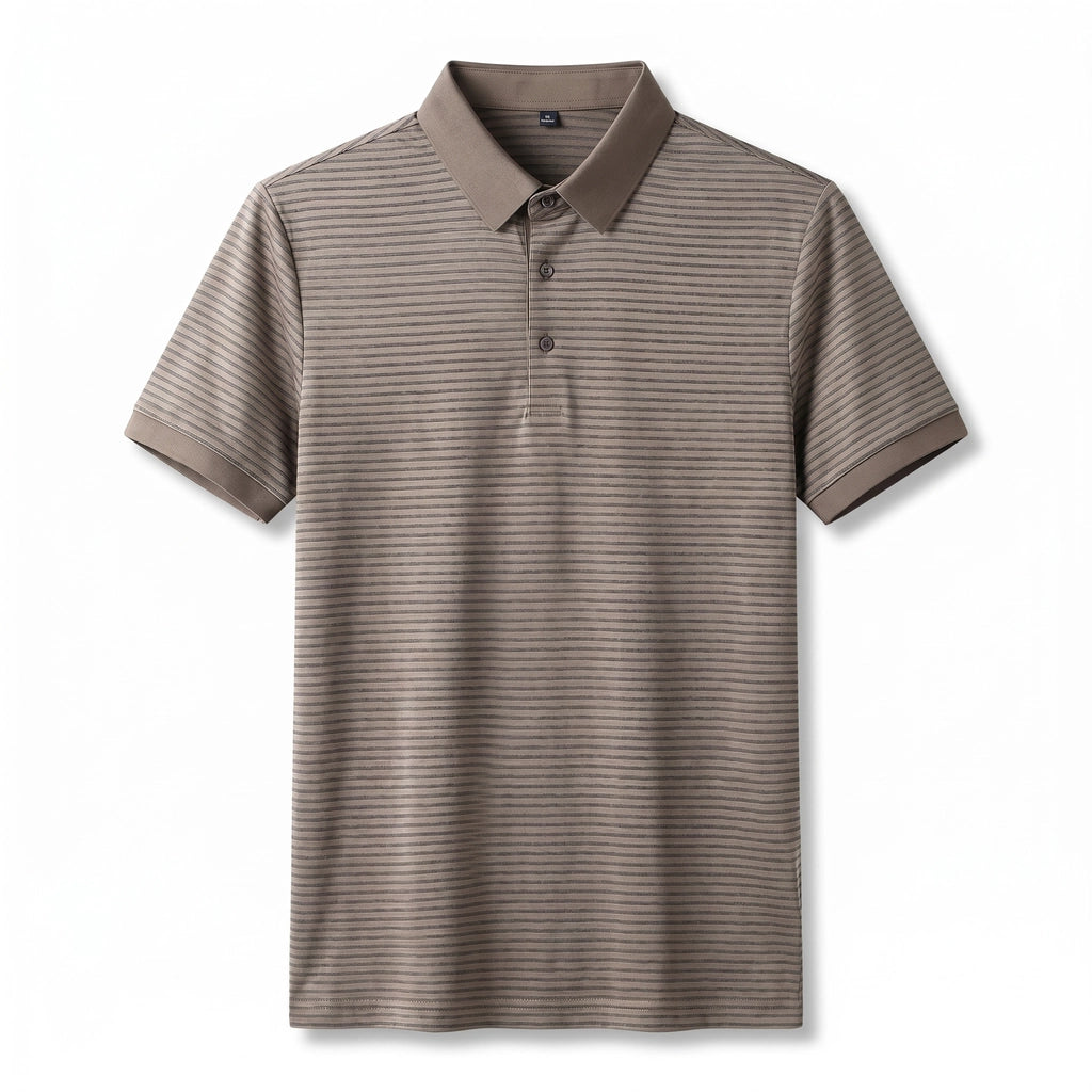 Leon Striped Polo Shirt - Color:Khaki;Size:S