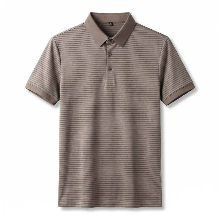Leon Striped Polo Shirt - Color:Khaki;Size:S