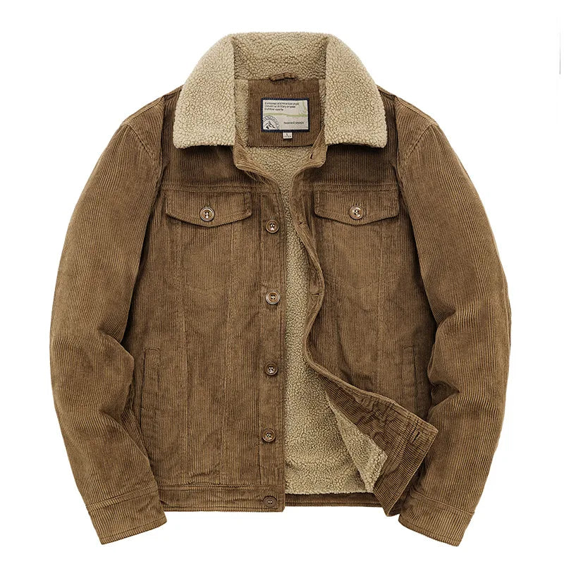 Kilbourne | Men's Corduroy Sherpa Winter Jacket - Color:Brown;Size:S