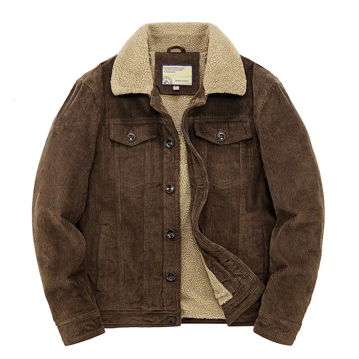Kilbourne | Men's Corduroy Sherpa Winter Jacket - Color:Dark Brown;Size:S