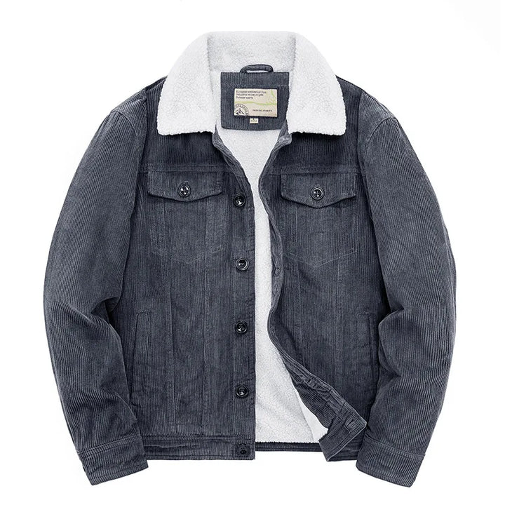 Kilbourne | Men's Corduroy Sherpa Winter Jacket - Color:Gray;Size:S