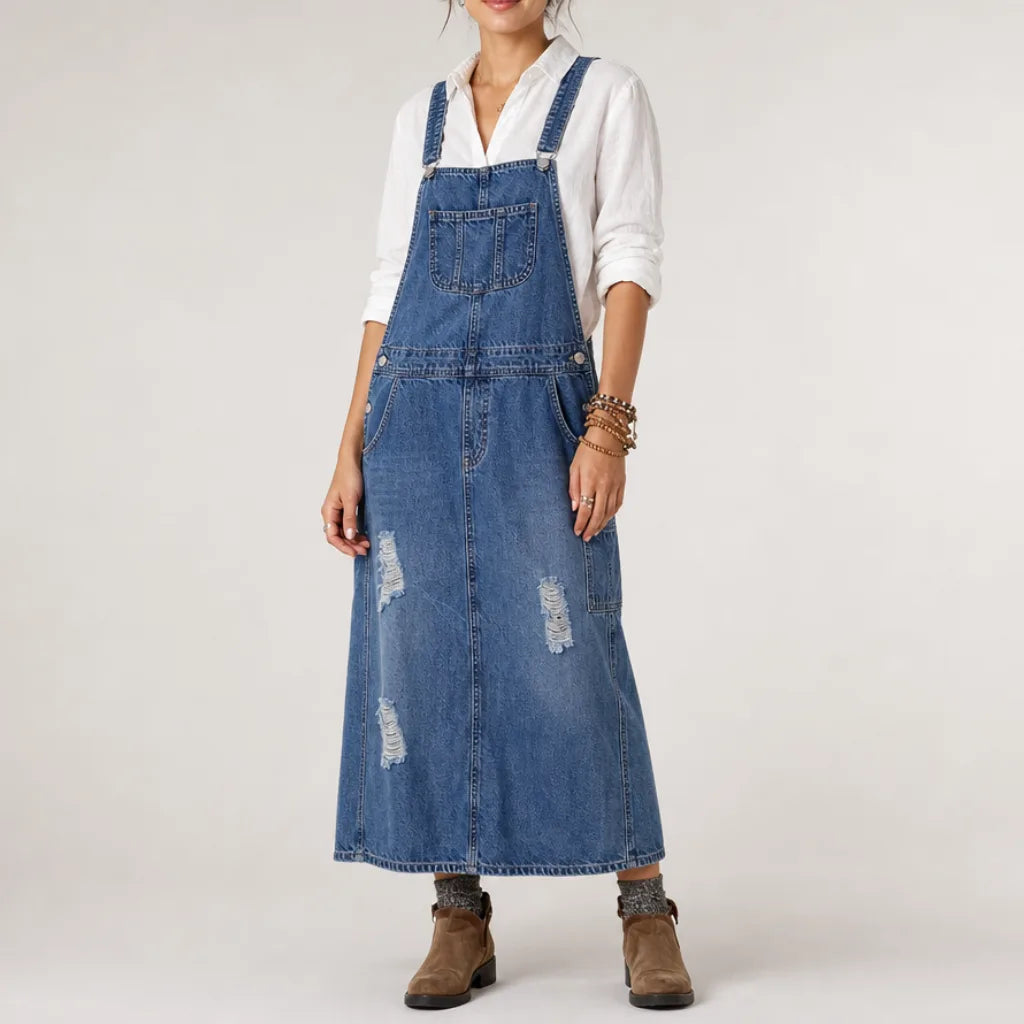 Women's Louisa Denim Pinafore Dress