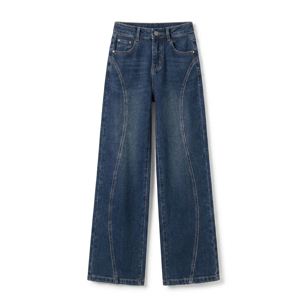 Kira High-Waist Wide-Leg Jeans - Color:Blue (Fleece Lined);Size:S