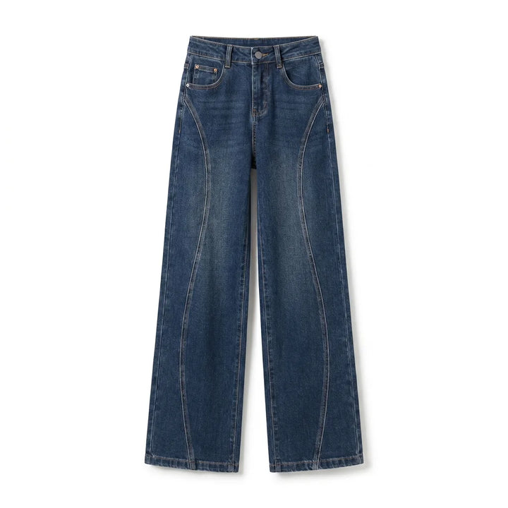 Kira High-Waist Wide-Leg Jeans - Color:Blue (Fleece Lined);Size:S
