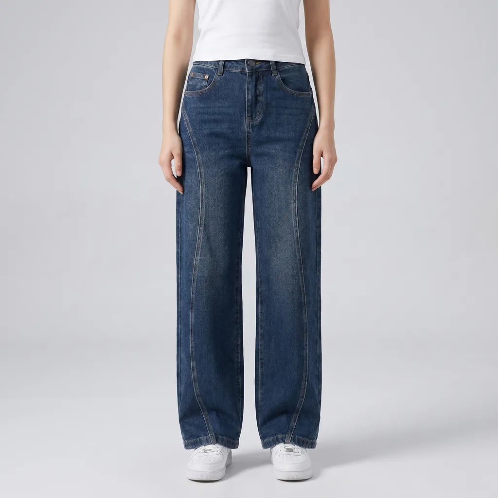 Blue (Fleece Lined) Newcomb High-Waist Wide-Leg Jeans 2