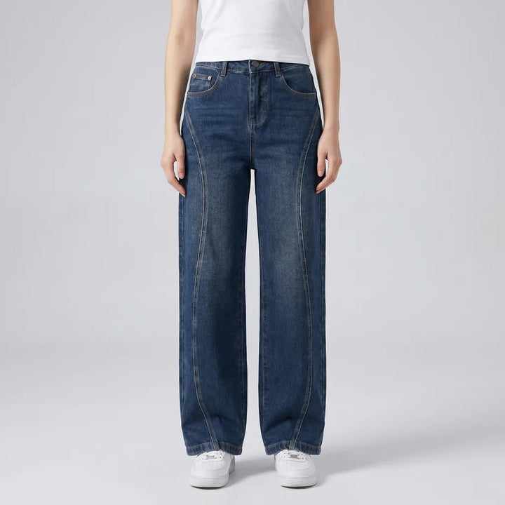 Blue (Fleece Lined) Newcomb High-Waist Wide-Leg Jeans 2