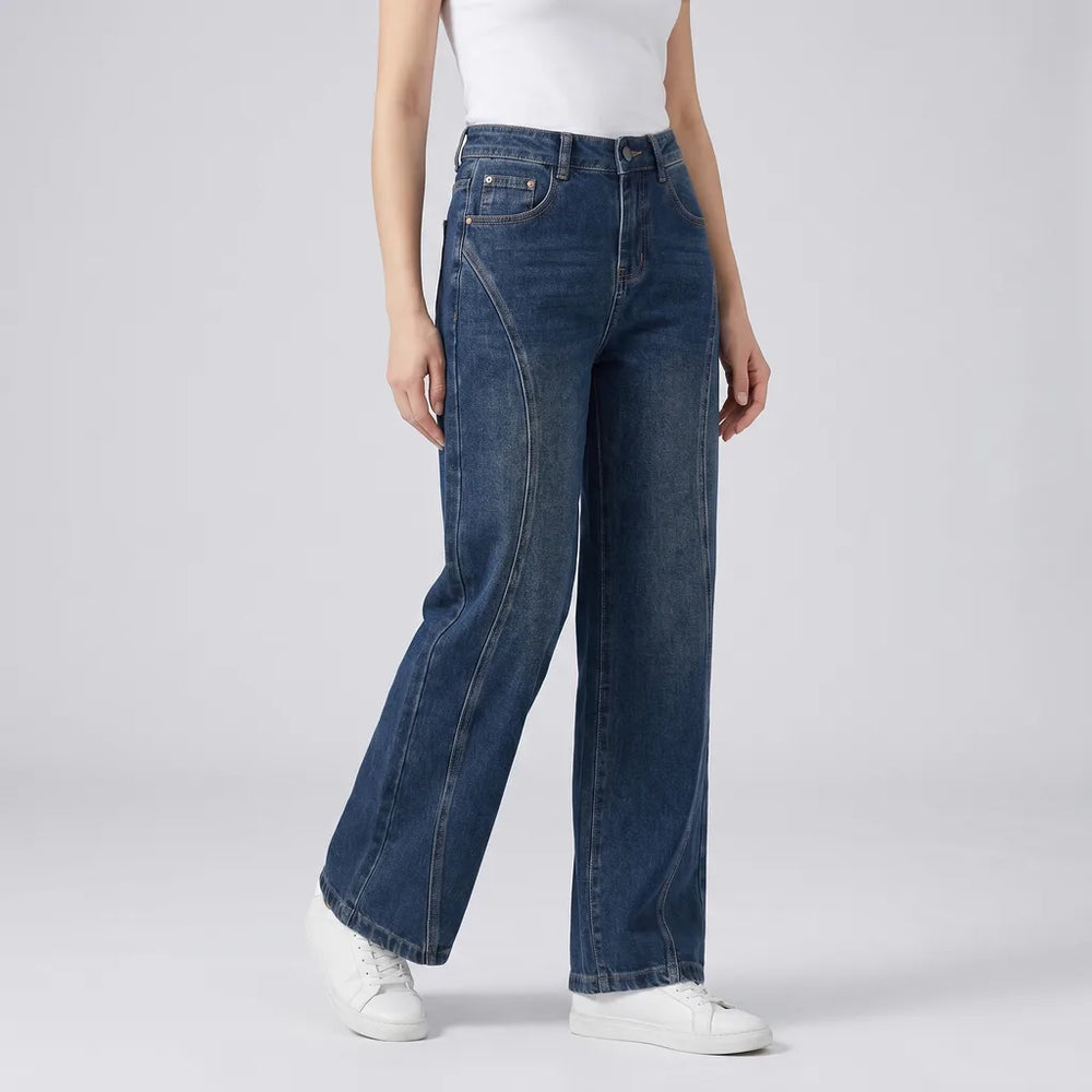 Blue (Fleece Lined) Newcomb High-Waist Wide-Leg Jeans 3