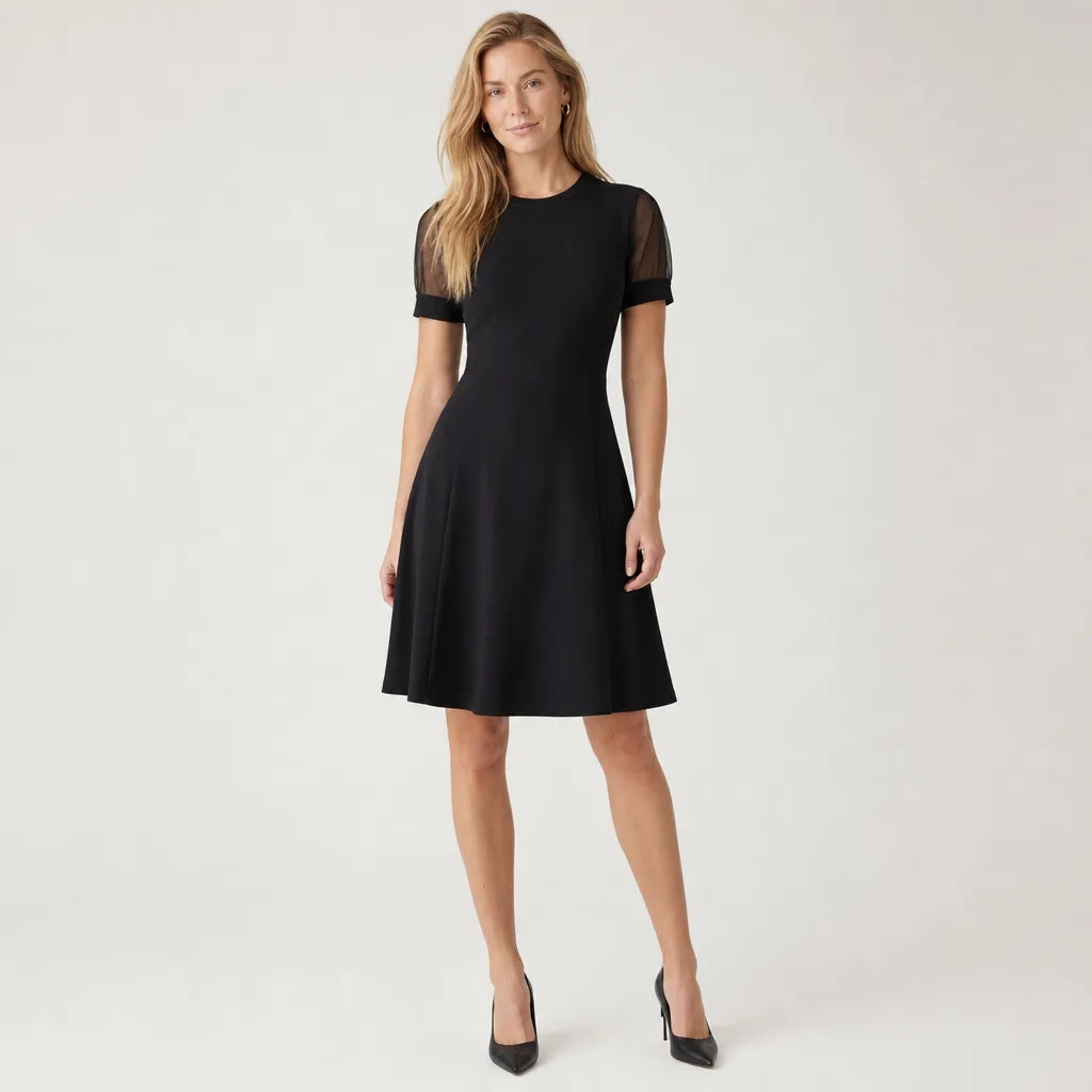 Kira Midi Dress - Color:Black;Size:S