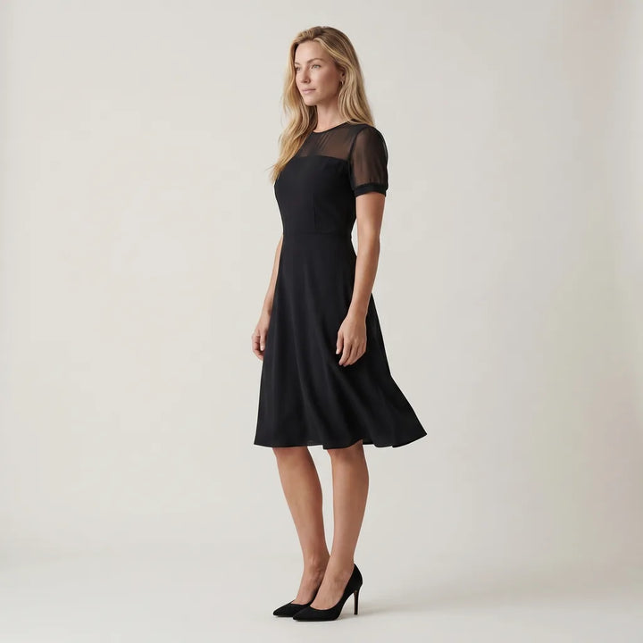 Women's Black Houghton A-Line Midi Dress