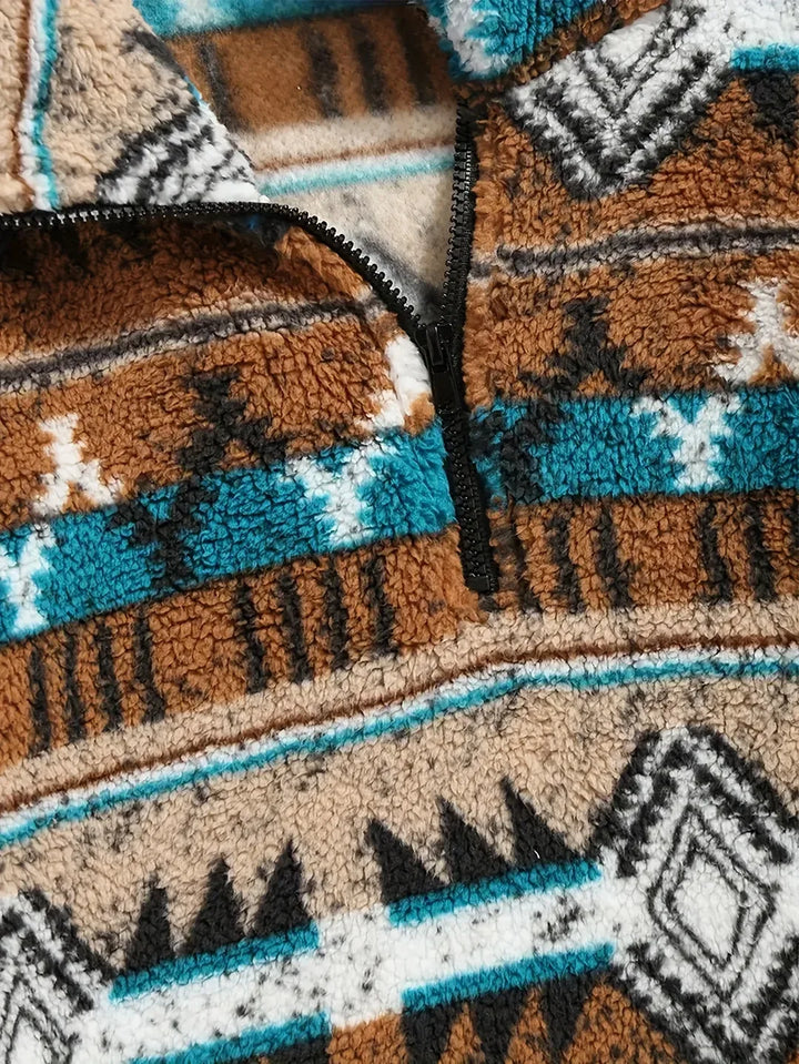 Men's Western Quarter-Zip Sweater brown 3.webp