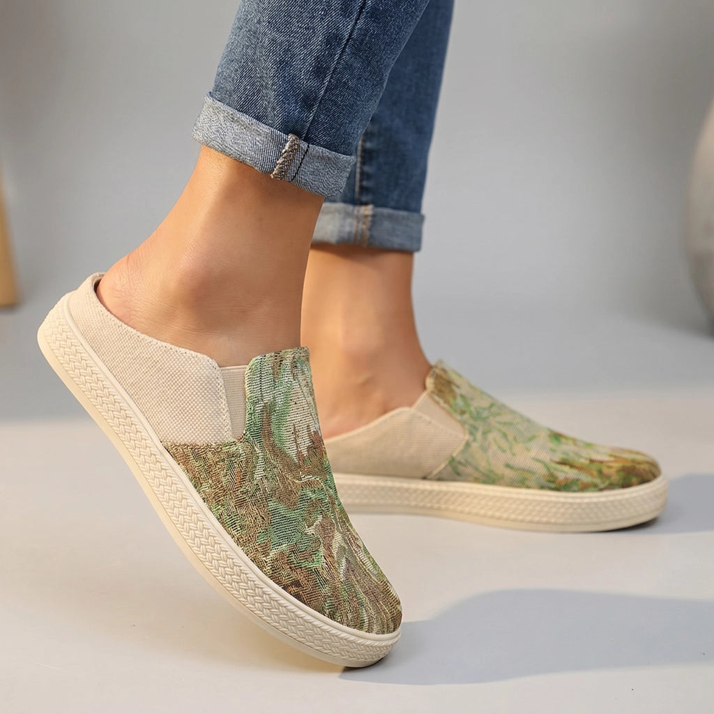 Krystal Knit Mules - Color:Beige Green;Size:39