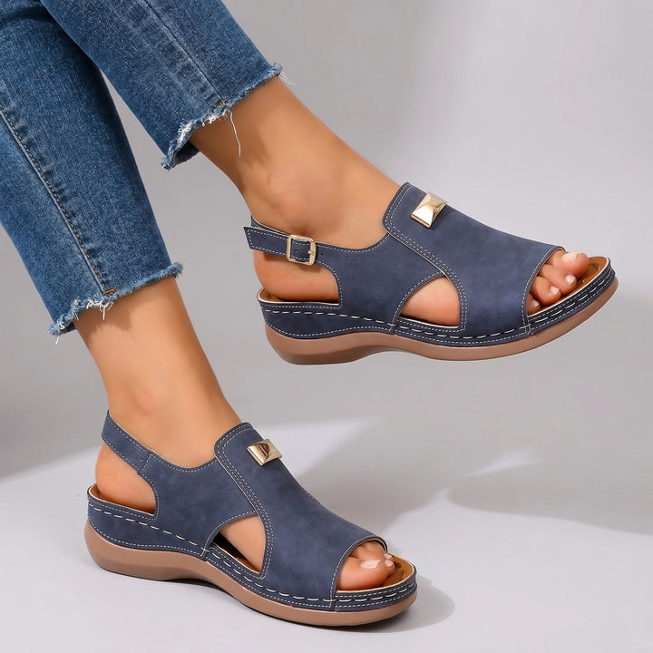 Kyla Wedge Sandals - Color:Blue;Size:36
