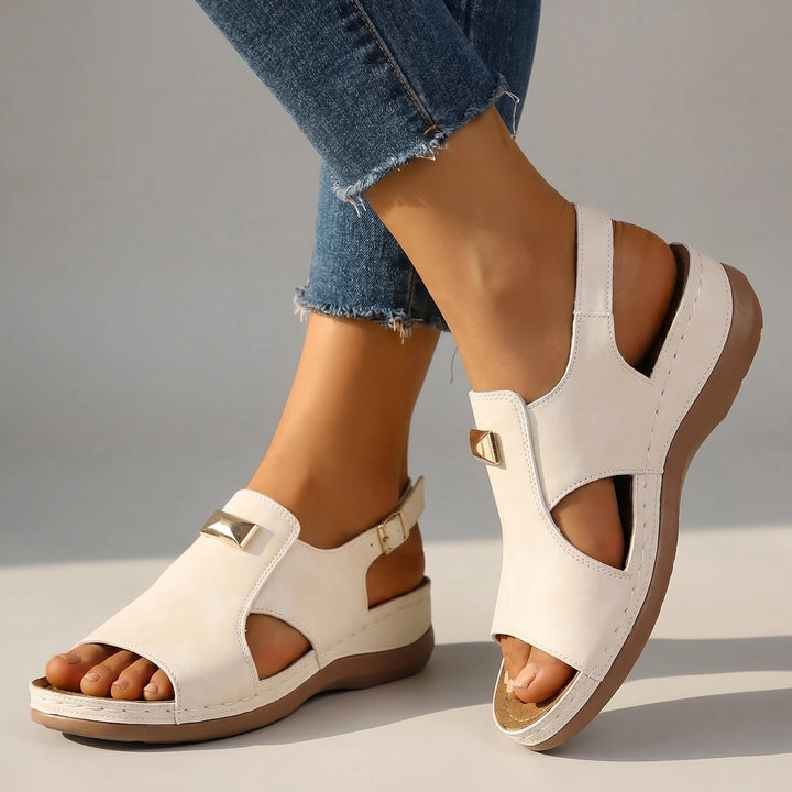 Kyla Wedge Sandals - Color:Off-White;Size:36