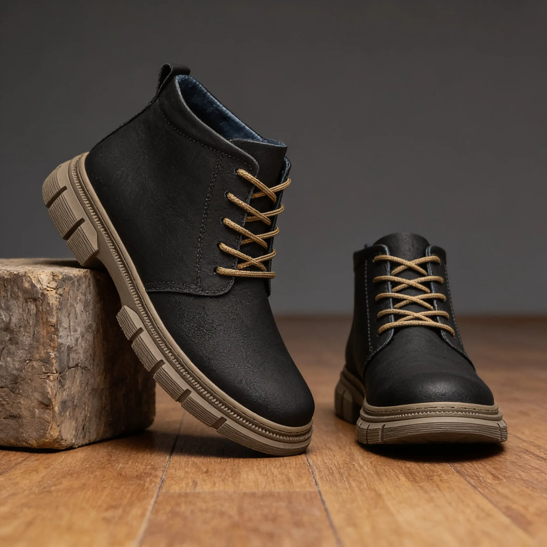 Lachlan | Men's Leather Ankle Boots - Color:Black;Size:38