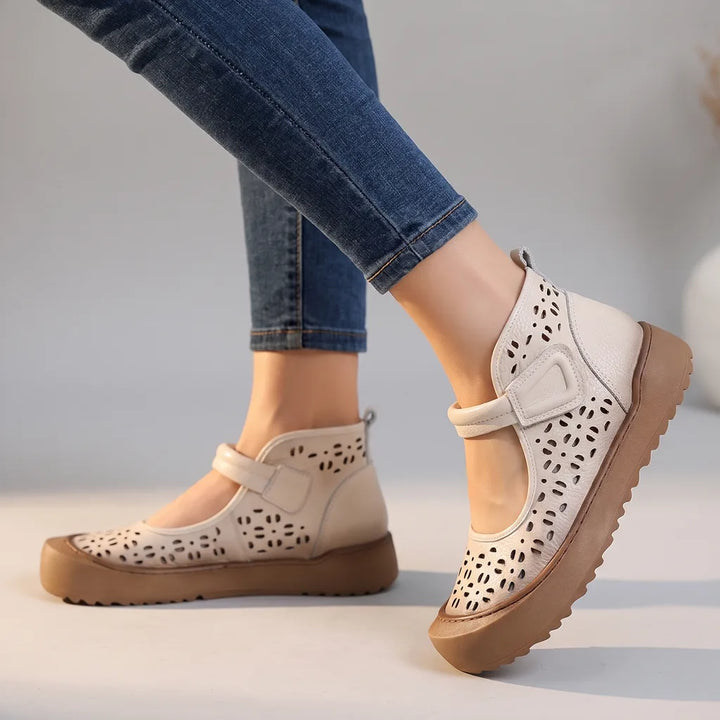 Laiba | Women's Orthopedic Mary Jane Shoes - Color:Beige;Size:35