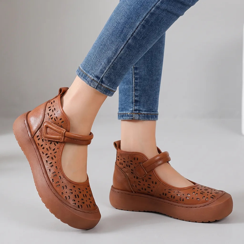 Laiba | Women's Orthopedic Mary Jane Shoes - Color:Brown;Size:35