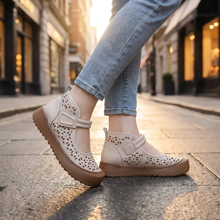 Women's Beige Crowley Leather Gladiator Sandals