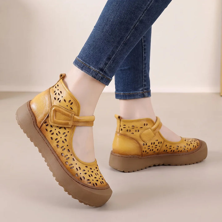 Laiba | Women's Orthopedic Mary Jane Shoes - Color:Yellow;Size:35