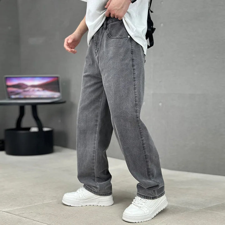 Lancaster | Men's Stylish Straight Leg Jeans  - Color:Dark Gray;Size:XS