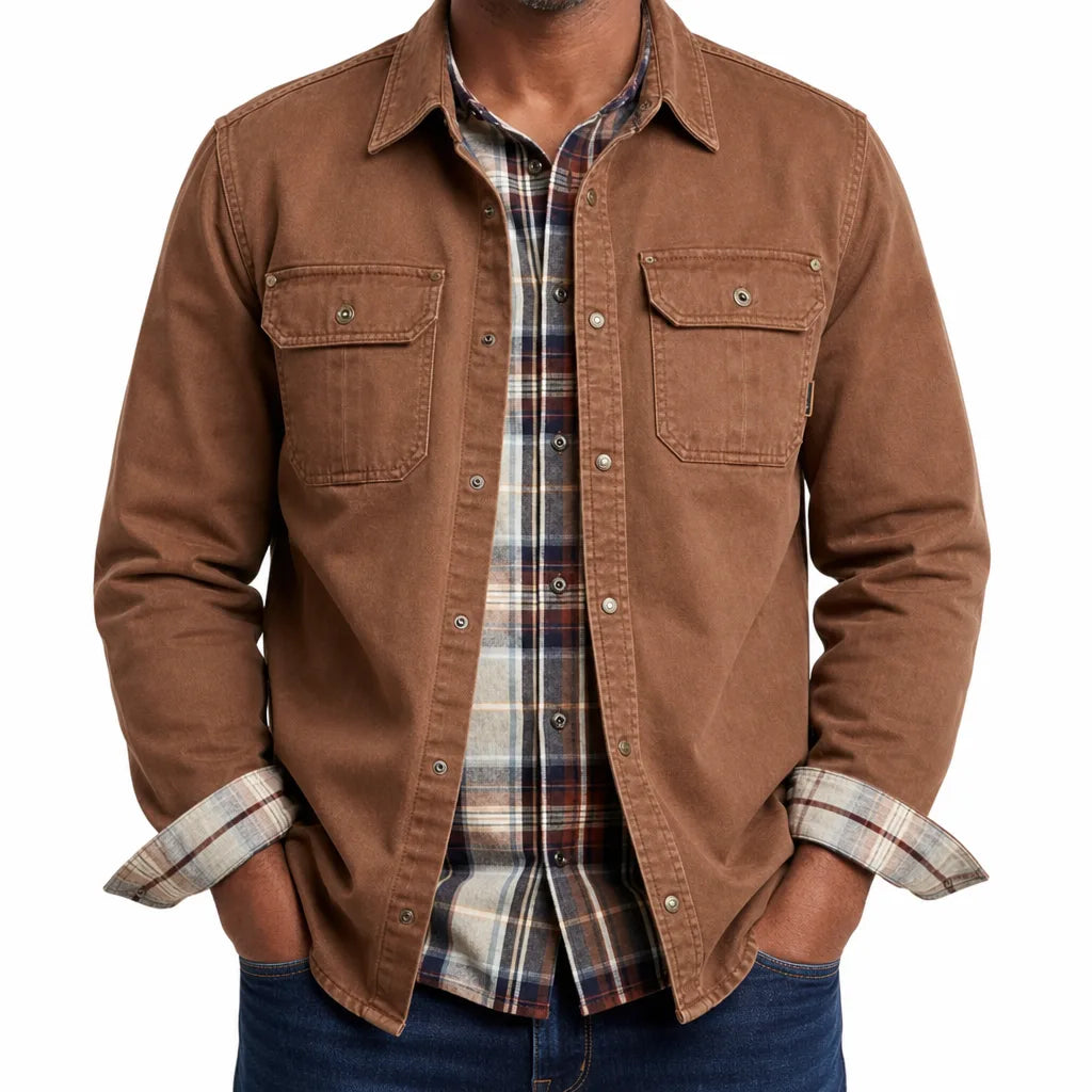 Landon | Functional Stylish Fall Windbreaker Jacket - Color:Brown;Size:S