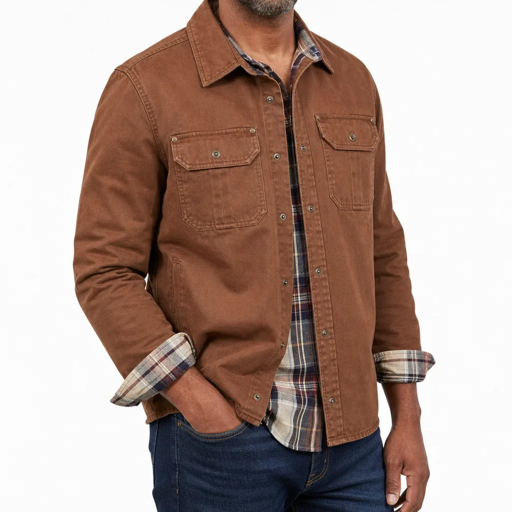Men's Brown Moody Cotton Moto Jacket
