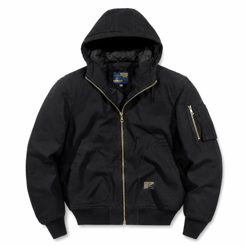 Landon | Men's MA-1 Cotton Bomber Jacket - Color:Black;Size:S