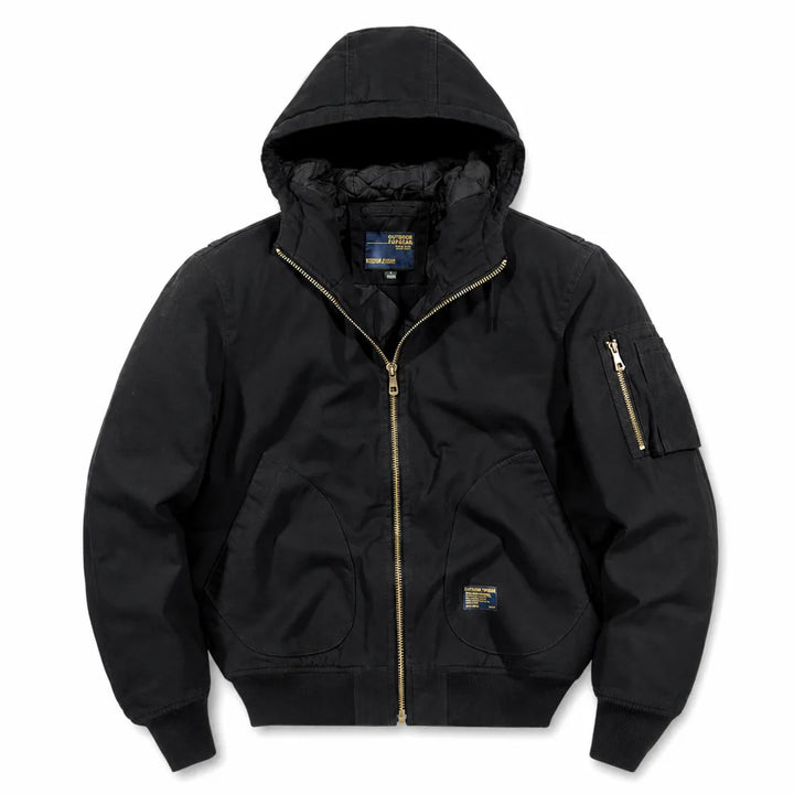 Landon | Men's MA-1 Cotton Bomber Jacket - Color:Black;Size:S