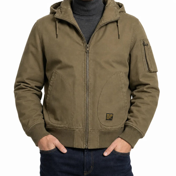 Men's Beige Georgina Cotton Hooded Jacket