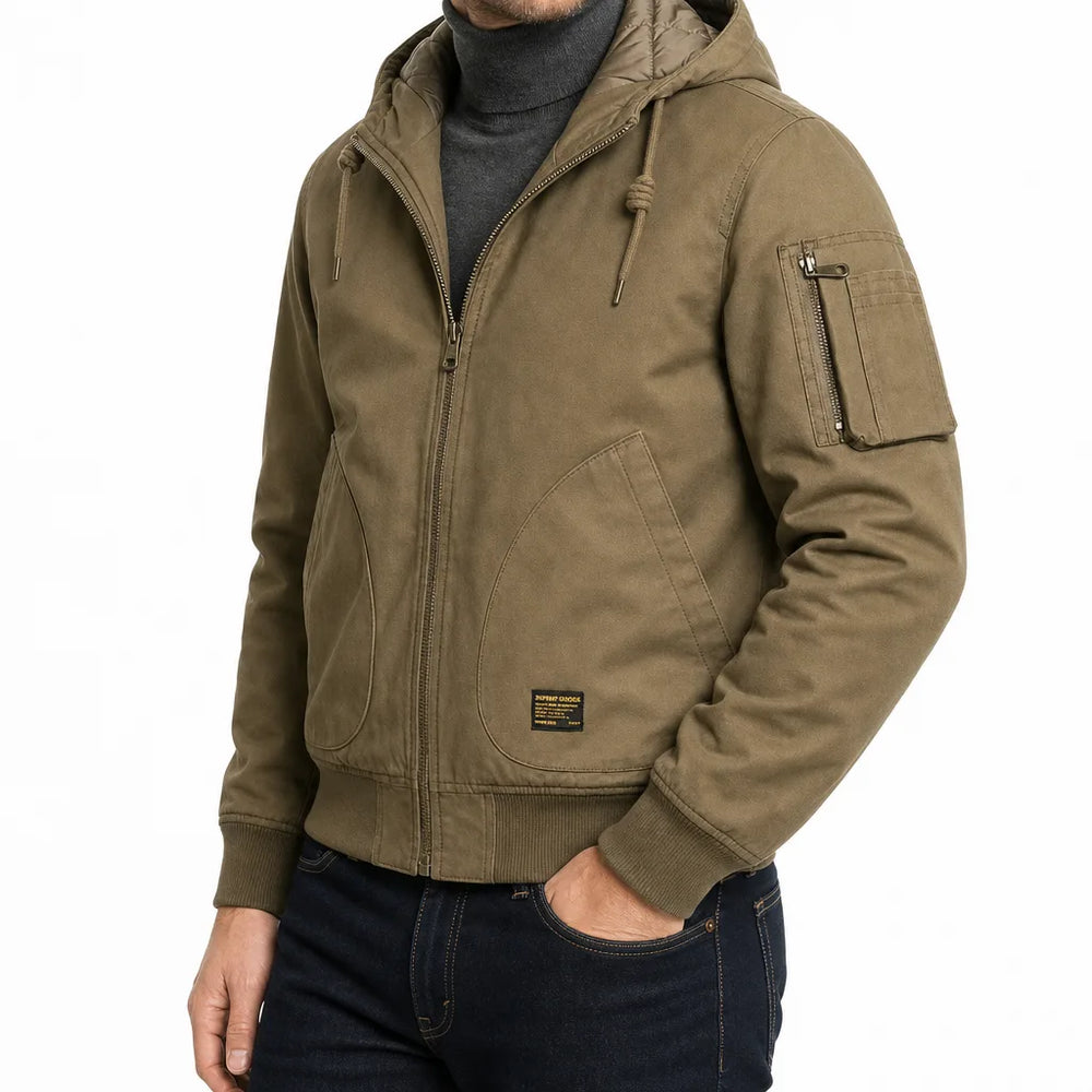 Men's Beige Georgina Cotton Hooded Jacket