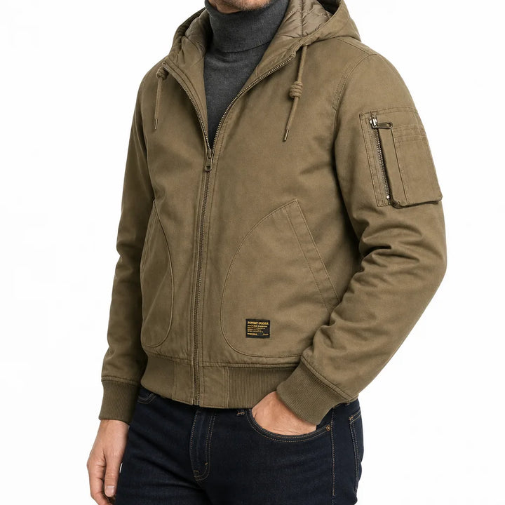 Men's Beige Georgina Cotton Hooded Jacket