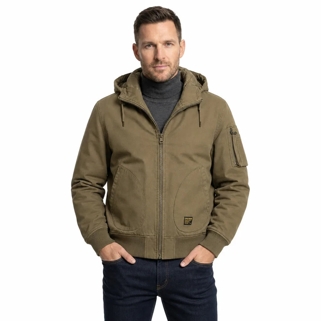 Men's Beige Georgina Cotton Hooded Jacket