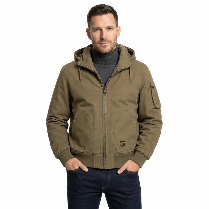 Men's Beige Georgina Cotton Hooded Jacket