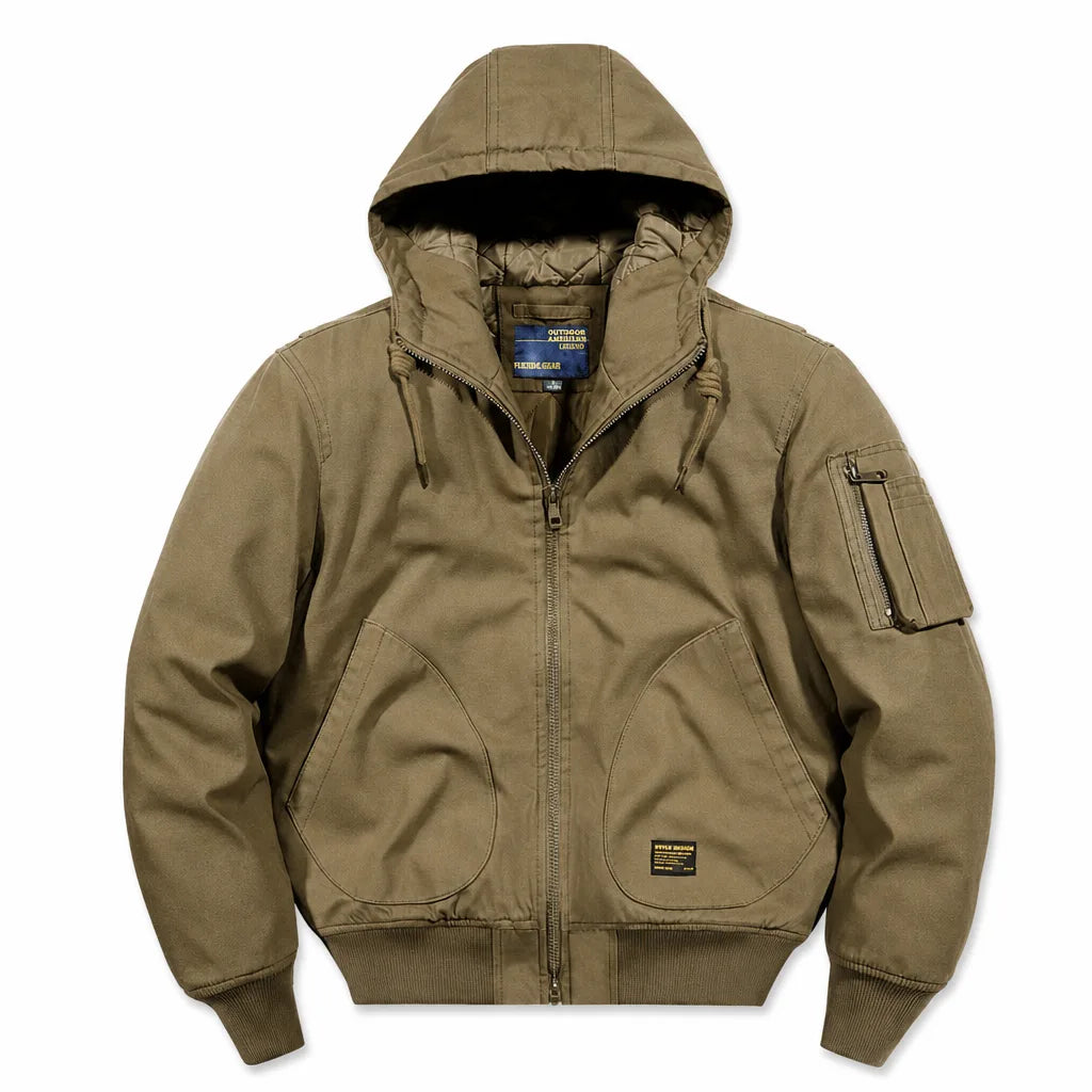Landon | Men's MA-1 Cotton Bomber Jacket - Color:Khaki;Size:S