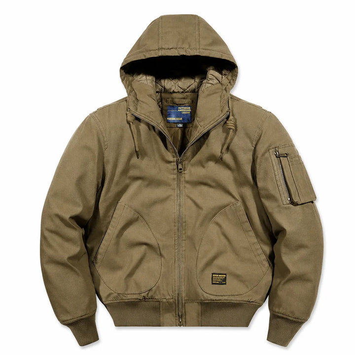 Landon | Men's MA-1 Cotton Bomber Jacket - Color:Khaki;Size:S