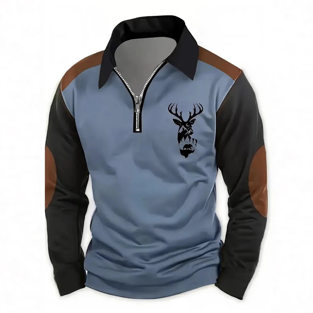 Landry | Men's Western Quarter-Zip Sweater - Size:S;Color:Blue