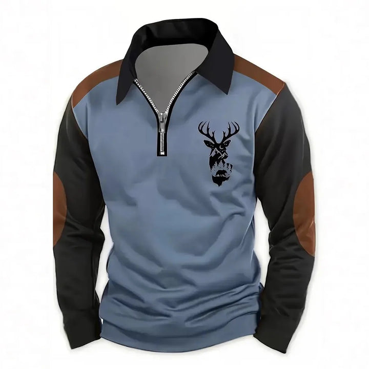 Landry | Men's Western Quarter-Zip Sweater - Size:S;Color:Blue