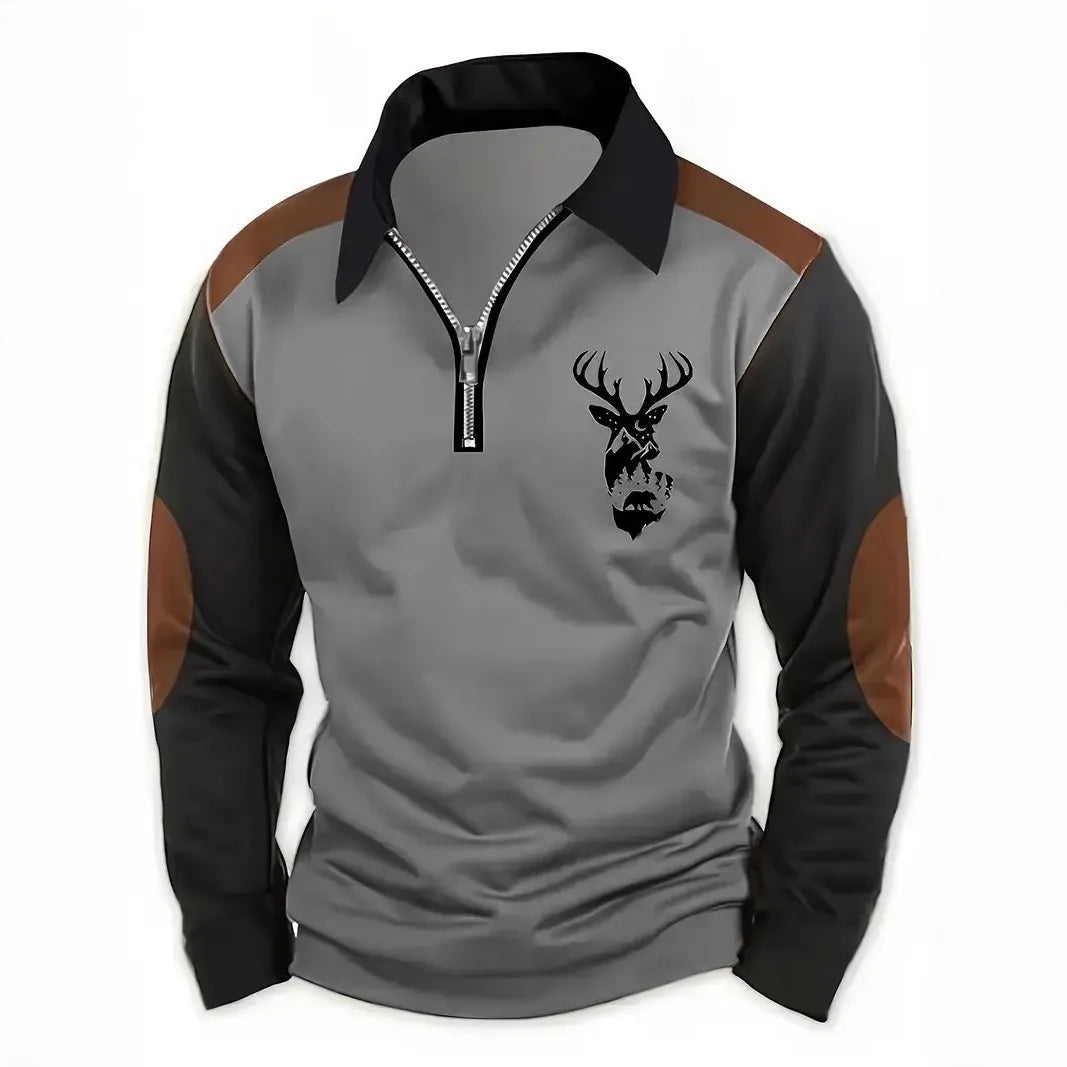 Landry | Men's Western Quarter-Zip Sweater - Size:S;Color:Grey