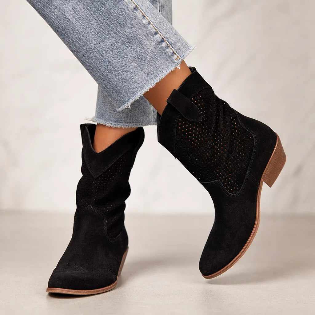 Landry Mid Heel Ankle Boots - Color:Black;Size:35