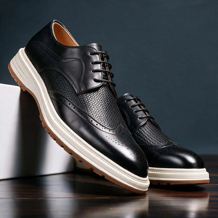 Black pair mens leather brogues dress shoe.jpg.jpg